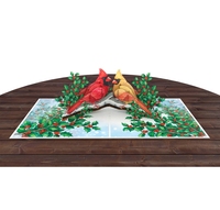 Tarjeta de Felicitación 3D Pop-up, Pájaros Rojos Cardenales en Rama de Acebo, Kirigami, Tarjetas de Cumpleaños, Graduación, Navidad, Venta al por Mayor