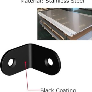 Soporte de ángulo recto de acero inoxidable para estanterías, color negro, paquete de 20 con tornillos, soporte de esquina duradero para estanterías - Product Image 2