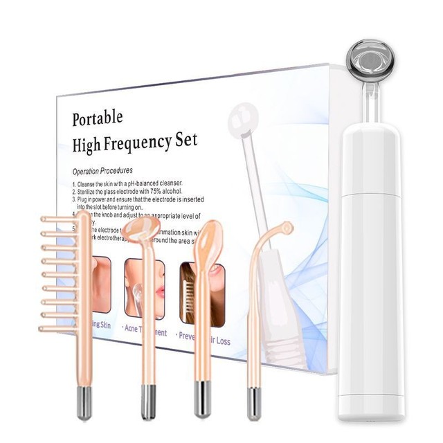 New Products Nuderma High Frequency Skin Therapy Wand Machine High Quality Neck Face Massager, Face Sculpting Tool
