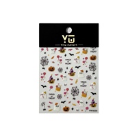 Autocollants 5D TSZS pour ongles Halloween : Citrouille, toile d'araignée, fantôme, chauve-souris, gelée – Décorations adhésives pour manucure DIY