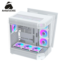 AntarcChill White Full Tower Gaming Chassis ATX 360 Water Cooling Tempered Glass USB Ports Dual Compartment Custom Logo