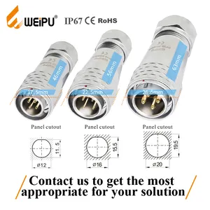 Weipu Factory Male AC 4pin 6pin Waterproof Connectors Metal Aviation Panel Mount Male Female Socket Plug