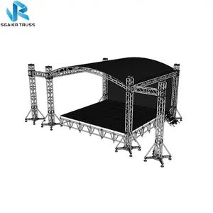 Aluminum outdoor event stage system with roof truss for concert