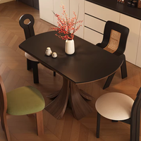 Table à manger ronde multifonctionnelle pliable de style français en bois massif pour la maison, l'hôtel et la villa, 6 places