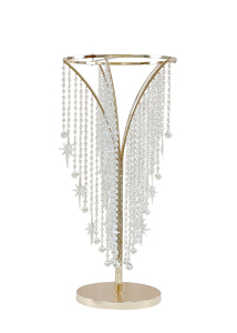 Tall Gold <strong>Wedding</strong> <strong>Table</strong> <strong>Top</strong> Beaded Chandelier Centerpieces Riser Flower Stand <strong>Decoration</strong> - Product Image 2