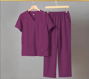 Tenues médicales extensibles de haute qualité avec logo personnalisé, col en V, pour femmes et hommes, ensemble de blouses et uniformes médicaux - Product Image 5