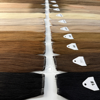 Extensions de cheveux humains naturels Genius Weft invisibles à bandes plates longues, volume russe, extensions de cheveux Genius