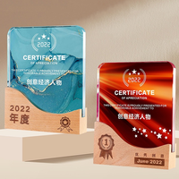 Trophée en bois et cristal personnalisé avec logo, design gratuit, vente en gros