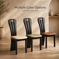 Chaise de salle à manger sculpturale à dossier fendu avec assise rembourrée, structure en bois robuste pour la maison et les restaurants, plusieurs couleurs disponibles