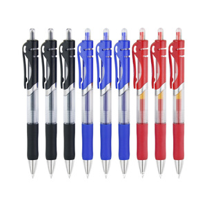 Stylo à encre gel rétractable en gros Noir Bleu Rouge Fournitures scolaires de bureau Écriture fluide Stylos à encre gel en plastique promotionnels - Product Image 1