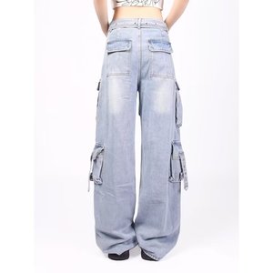 Nouveau <span class=keywords><strong>pantalon</strong></span> salopette <span class=keywords><strong>noir</strong></span> multi-poches <span class=keywords><strong>taille</strong></span> mi-<span class=keywords><strong>haute</strong></span> style américain pour hommes et femmes, coupe ample et jambe <span class=keywords><strong>large</strong></span> - Product Image 4
