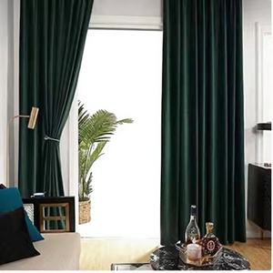 Cortinas Opacas de Terciopelo de Lujo para el Hogar, 100% Poliéster, Color Verde Esmeralda, con Pliegues Prensados, para Sala de Estar - Product Image 1