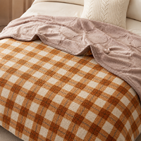 Couverture de lit en polaire sherpa double face à motif écossais texturé pour la maison, l'hôtel, la chambre à coucher – Vente en gros