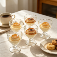 Coupes à dessert en verre transparent en forme de fleur avec base sur pied, bols à sundae en forme de pétale de tulipe pour glaces, parfaits, puddings et fruits