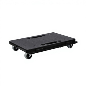 Black Plastic Platform Cart With Four Wheels Movable Storage <b>Trolley</b> For Home Office Use - Product Image 1