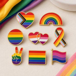 Al por mayor, sets de pines esmaltados personalizados LGBT con diseño de arcoíris, insignia de la bandera del Orgullo Progresivo, pin de solapa de metal de recuerdo del Orgullo Lésbico y Gay - Product Image 1
