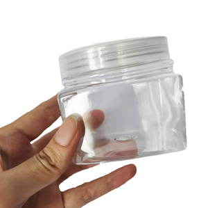 8oz 250ml square cosmetic PET scrub jar clear pots cosmetic body scrub container empty pet plastic jars