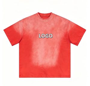 T-shirt da <span class=keywords><strong>uomo</strong></span> oversize in cotone 100% lavorato a maglia, tinta unita, con stampa a sublimazione, effetto acid wash, personalizzabile, per streetwear - Product Image 1