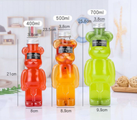 Bouteille de jus créative en forme d'ours vide de 400 ml, 500 ml, 700 ml, bouteille en plastique PET jetable pour tasse de thé au lait