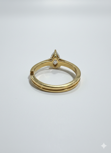 Bague de fiançailles solitaire en diamant de laboratoire taille poire en argent 925 / or jaune 10K 14K 18K à vendre - Product Image 6