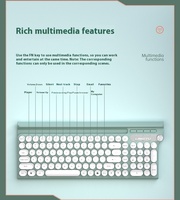 Langtu LT500 Set Keyboard dan Mouse Nirkabel 2.4G Punk Antarmuka USB 103 Tombol Desain Ergonomis-Pengisian Daya Senyap untuk Laptop/Kantor