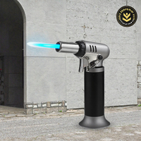 Torche de soudage au butane en métal de cuisine haute puissance avec jauge de carburant briquet puissant pour le chauffage
