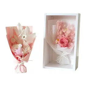 여자 친구 발렌타인 데이 영원한 장미 꽃다발 신선한 말린 꽃 장식 꽃다발에 대한 도매 로맨틱 보존 장미