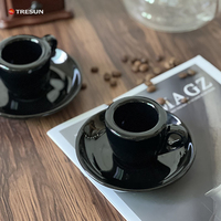 Tasse à café en céramique blanche à parois épaisses de 9 mm, tasse à expresso de 50 ml, petite tasse en porcelaine pour café artisanal et soucoupe assortie