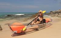 Kayak transparent en plastique transparent, cristal clair, PC, double siège, canoë transparent avec cadre en aluminium