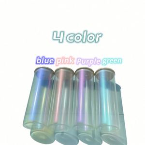 Gobelet en verre droit iridescent de 25 oz pour sublimation, avec couvercle en bambou et paille, effet arc-en-ciel scintillant, entrepôt US - Product Image 2