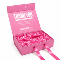 Boîte cadeau en gros personnalisée de luxe avec fermeture magnétique pour extensions de cheveux, doublure en satin et ruban