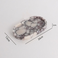 Plateau de toilette ovale en marbre Calacatta Viola, à un seul niveau, sur pied, pour le rangement de bijoux, parfums et cosmétiques, pour salle de bain, hôtel, décoration intérieure