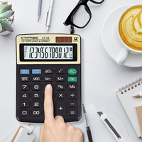 Calculatrice scientifique programmable professionnelle CTIFREE CT-4S, plastique, alimentée par énergie solaire, 12 chiffres, modèle de bureau