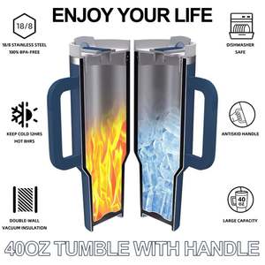 Gobelet isotherme personnalisé avec logo, 40 oz, double paroi, en acier inoxydable 304 de qualité alimentaire, anti-condensation, compatible lave-vaisselle, pour café glacé et thé - Product Image 5