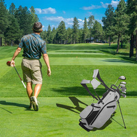 Sac de golf léger en nylon avec support, 14 compartiments, housse imperméable, double sangle, fermeture éclair, support trépied pour clubs de golf d'extérieur