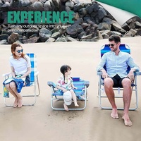 Lot de 2 chaises de plage basses larges à 5 positions surdimensionnées chaises de camping pliantes portables avec porte-gobelet pour l'extérieur