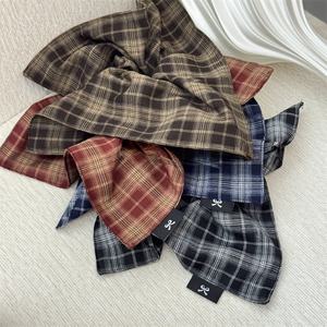 26CM Oversize Stripe Ruffle Hair Band Scrunchies Vintage Tela elástica suave Cola de Caballo Titular Vida diaria Bufanda cuadrada para el cabello - Product Image 3