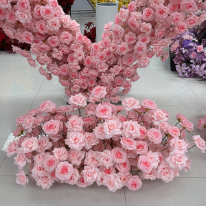 Arco de Flores de Rosas Rosadas de Seda en Forma de Corazón, Romántico y Realista, Arreglo Floral Artificial Hecho a Mano para Bodas, Escenarios y Cabinas de Fotos - Product Image 3