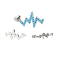 Anting-anting terbaru ASTM F136 Titanium CZ perhiasan cincin tindik hidung telinga Helix atas internal berulir gelombang Radio rata untuk wanita