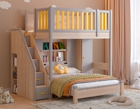 Muebles de dormitorio infantil elevados entrelazados de madera maciza Combinación de literas con escritorios y armarios