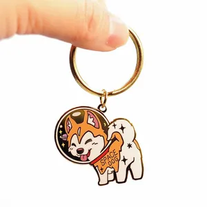 Custom Metal Key Tag With Key Ring Blank Logo Printing Keychains Animal Dog Hard Enamel Keyring