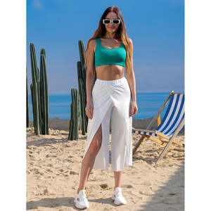 Women's Sexy Crossover <b>Wide</b>-<b>Legged</b> Yoga <b>Pants</b> XXL Size Breathable Sports <b>Pant</b> with Low Waist Made of Spandex/Nylon Ankle Length - Product Image 6