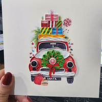 Artisanat de haute qualité carte de quilling de Noël bon prix carte de voeux fabriquée au Viet Nam manufacture artisanat en papier