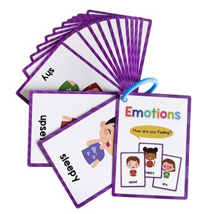 Cartes d'émotions personnalisées en papier fantaisie pour enfants, cartes de mots gaufrées, cartes laminées imperméables, jouets éducatifs SEL pour l'apprentissage émotionnel préscolaire - Product Image 5