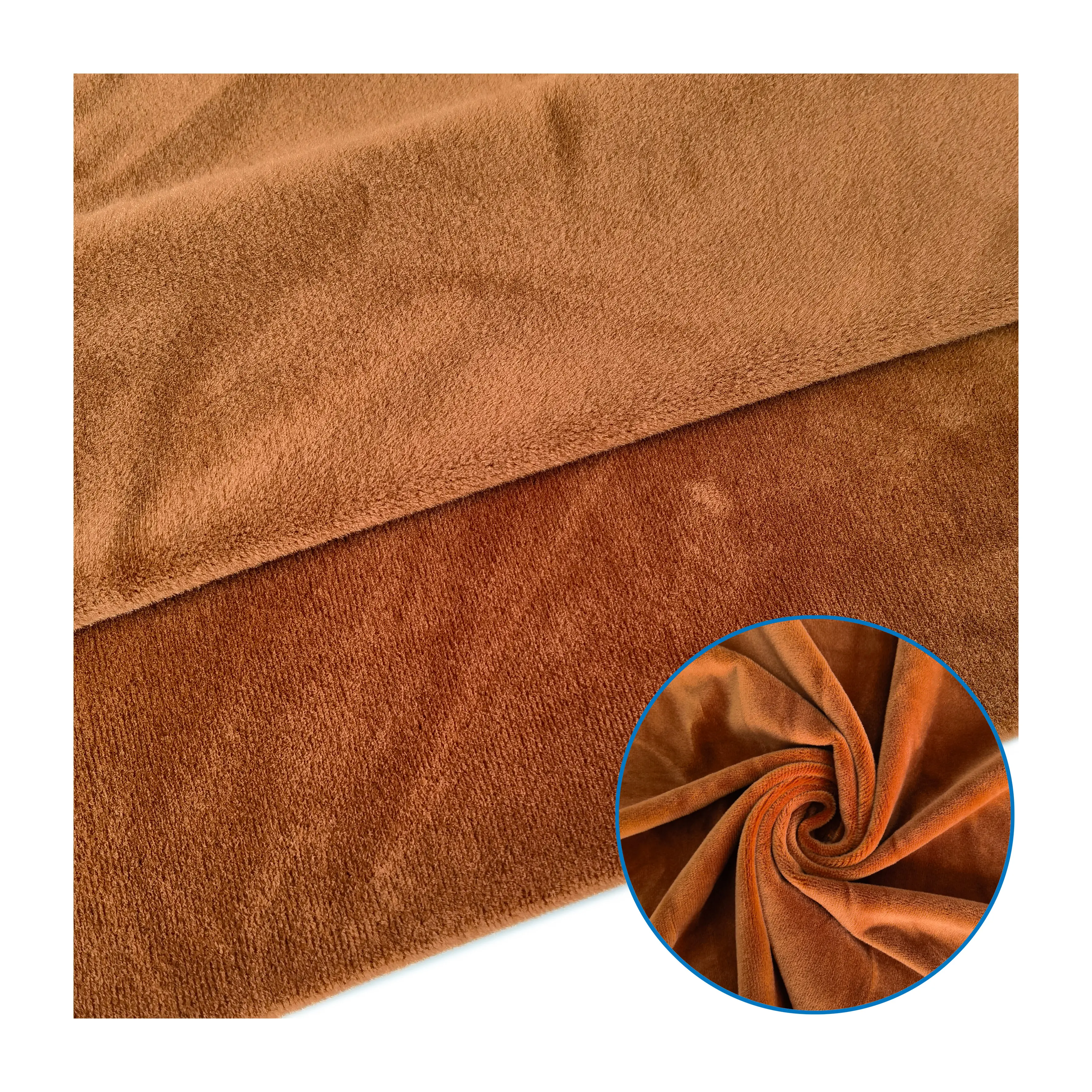 280gsm Single Double Side Brushed Solid Super Soft Velvet 6% Spandex Stretch Velour Bed Polyester Velvet Fabric