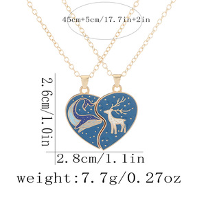 Bestfriend 2 pz Set simpatico magnete animale ciondolo cuore migliori amici collane per bambini da ragazza - Product Image 2