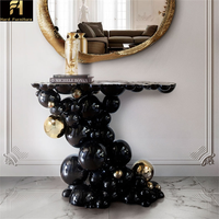 Design personnalisé Table console moderne de haute qualité Table console de salon en acier inoxydable noir et or