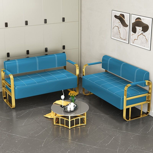 Barber shop hair salon waiting chairs beauty clothing store relaxation area stainless steel <b>gold</b>-plated <b>sofa</b> waiting area - Product Image 4
