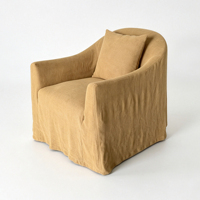 Fauteuil pivotant en tissu de lin, avec housse amovible, pour appartement et balcon