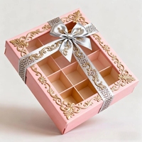 Caja de postres de cartón personalizable de 9 rejillas con materiales reciclados para embalaje de chocolate